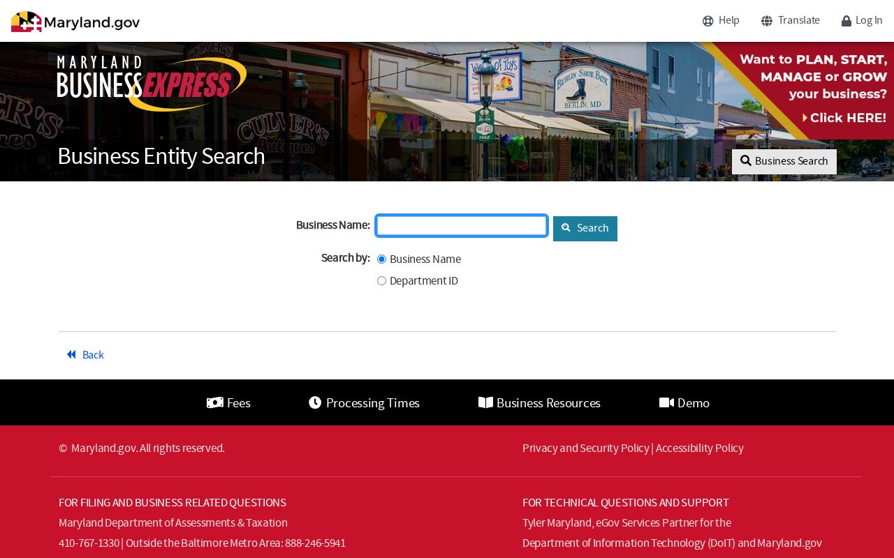 Lochearn people search through Maryland Business Express