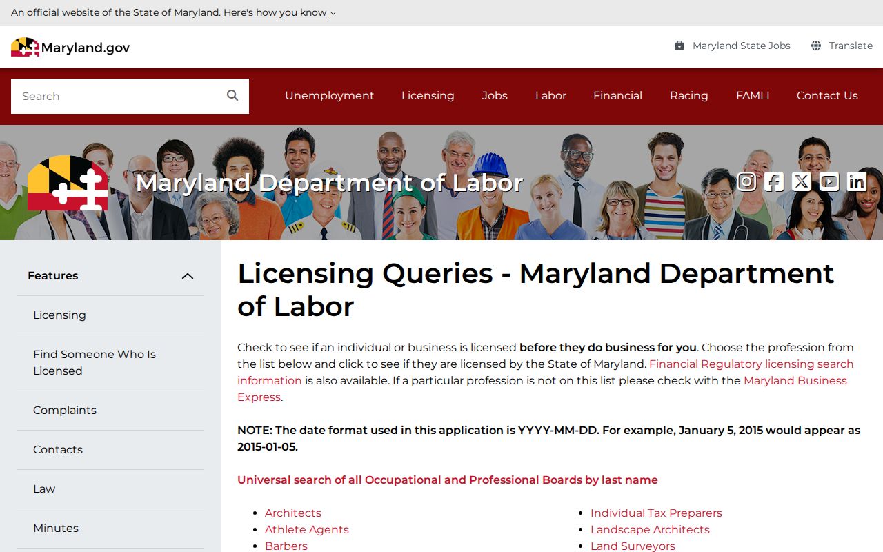 Lochearn people search with Maryland professional license queries