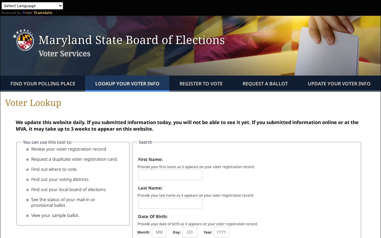 Lochearn people search voter registration self-lookup